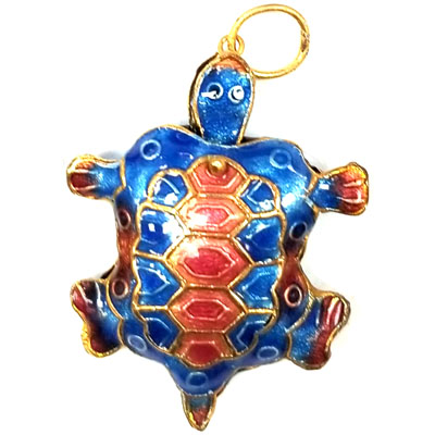 ENAMEL TURTLE 32X40MM LIGHT BLUE